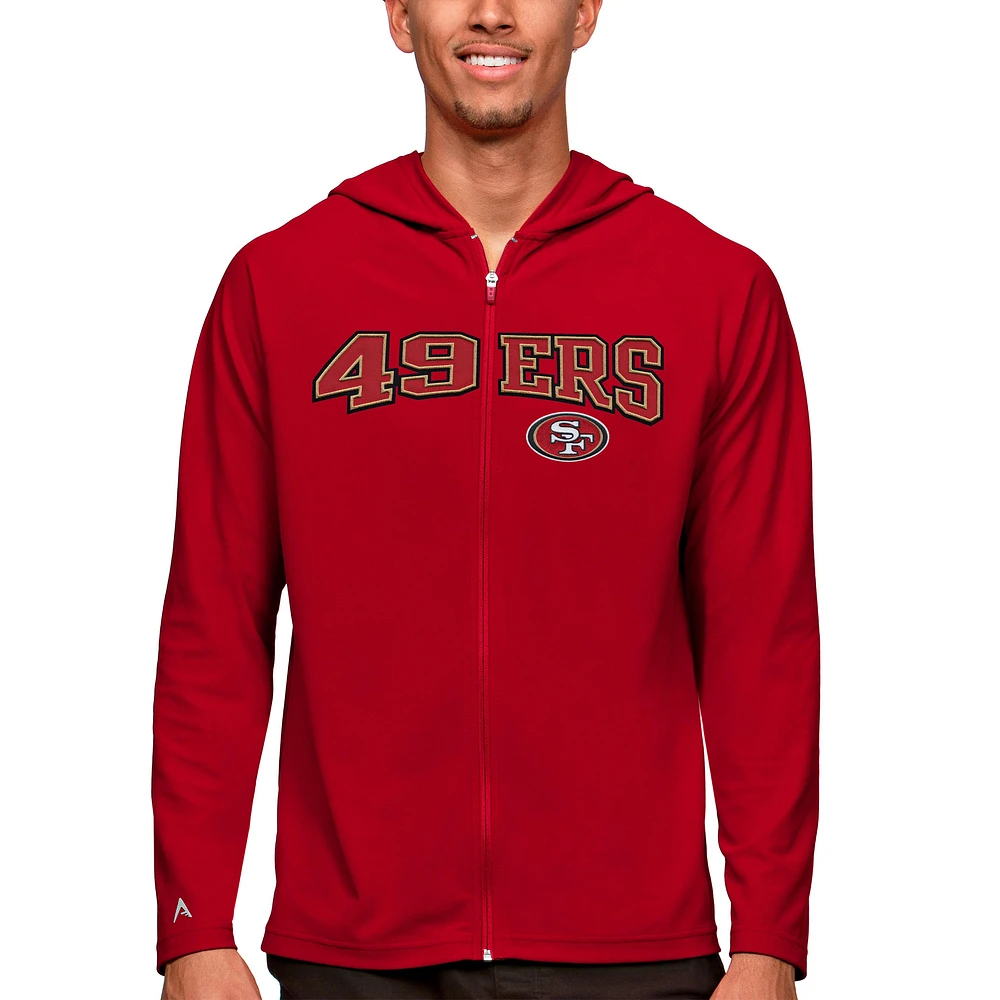 Men's Antigua Scarlet San Francisco 49ers Legacy Full-Zip Hoodie
