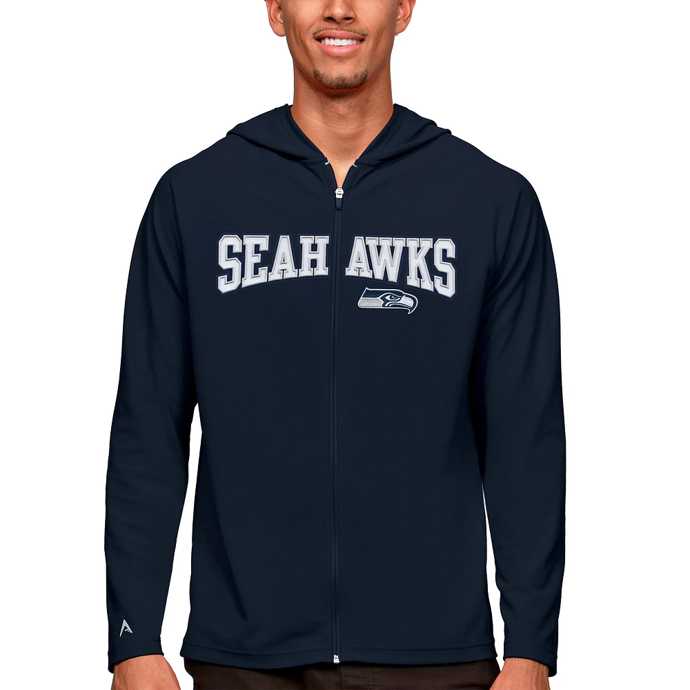 Men's Antigua College Navy Seattle Seahawks Legacy Full-Zip Hoodie