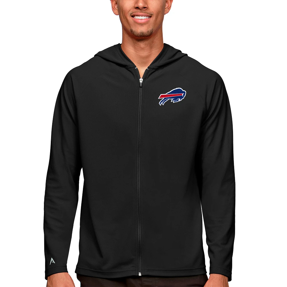 Men's Antigua Black Buffalo Bills Logo Legacy Full-Zip Hoodie