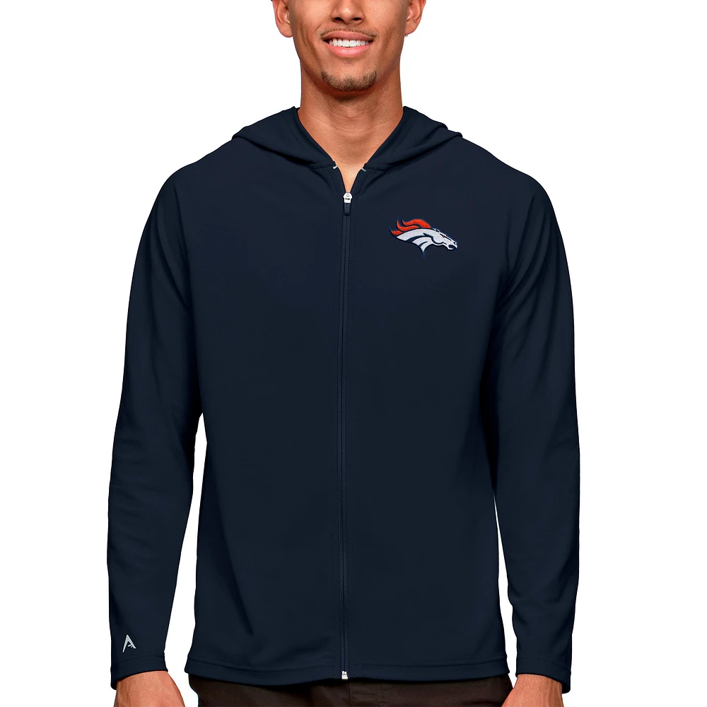 Men's Antigua Navy Denver Broncos Logo Legacy Full-Zip Hoodie