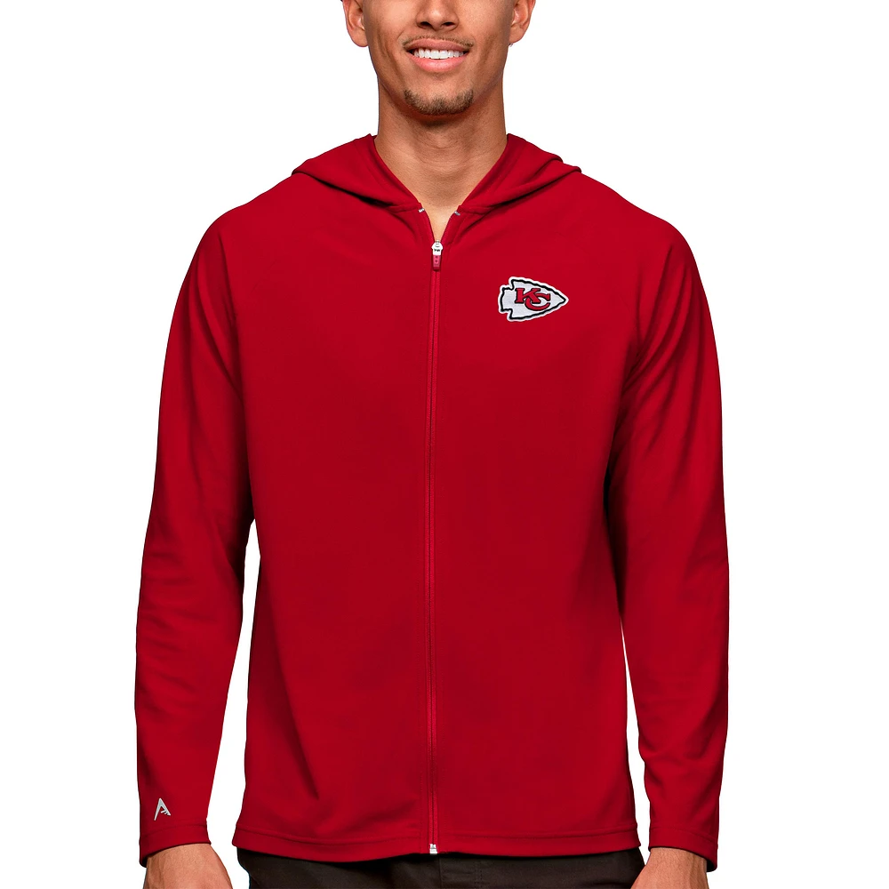 Men's Antigua Red Kansas City Chiefs Logo Legacy Full-Zip Hoodie