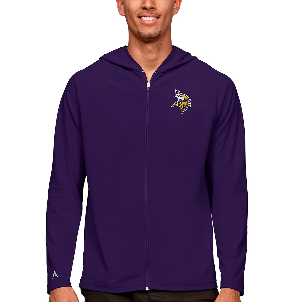 Men's Antigua Purple Minnesota Vikings Logo Legacy Full-Zip Hoodie