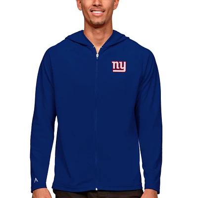 Men's Antigua Royal New York Giants Logo Legacy Full-Zip Hoodie