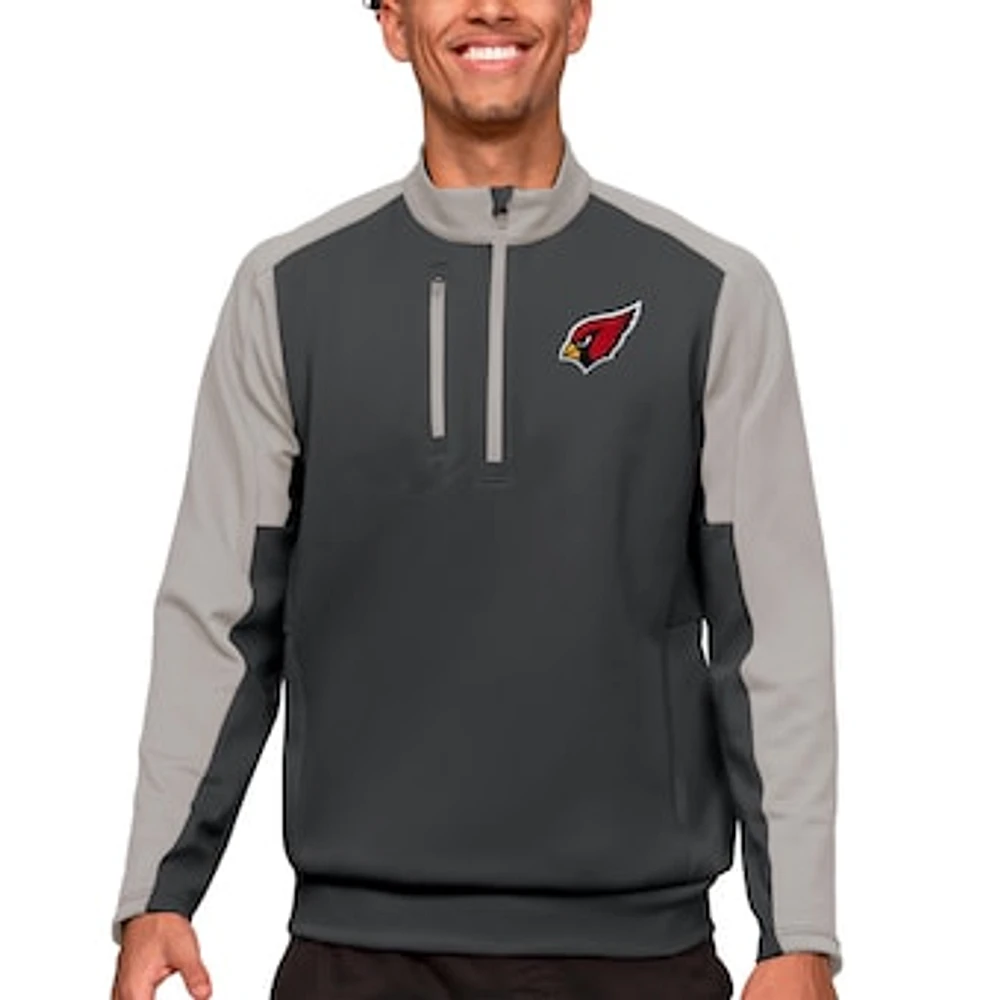 Men's Antigua Charcoal Arizona Cardinals Team Quarter-Zip Pullover Top