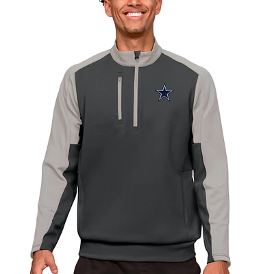 Men's Antigua Charcoal Dallas Cowboys Team Quarter-Zip Pullover Top
