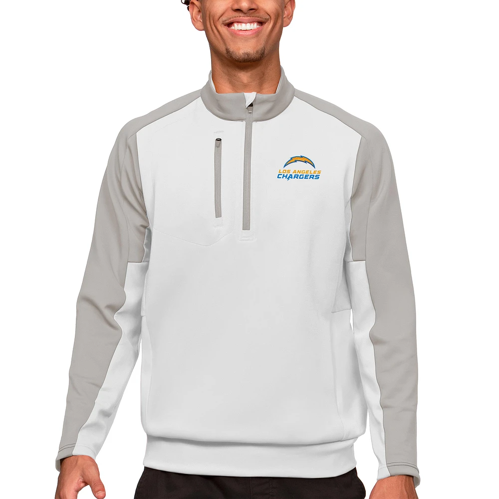 Men's Antigua White Los Angeles Chargers Team Quarter-Zip Pullover Top