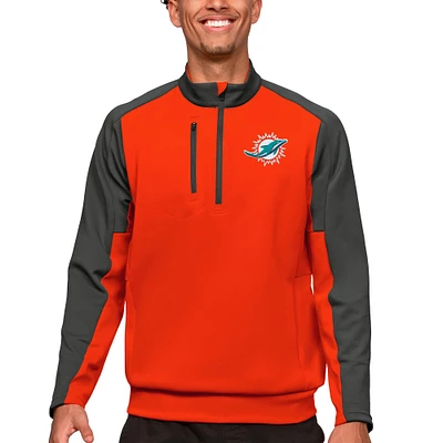 Men's Antigua Miami Dolphins Team Quarter-Zip Pullover Top