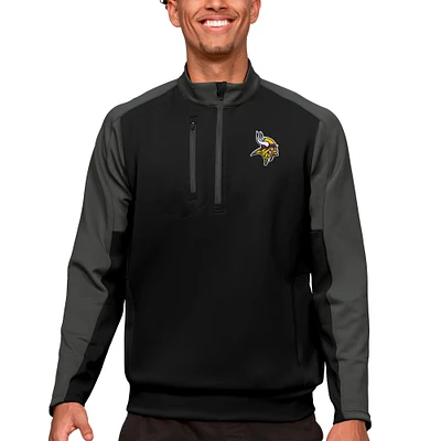 Men's Antigua Black Minnesota Vikings Team Quarter-Zip Pullover Top