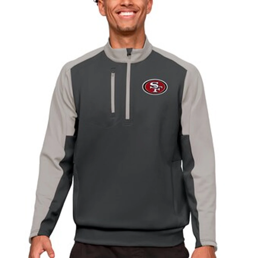 Men's Antigua Charcoal San Francisco 49ers Team Quarter-Zip Pullover Top