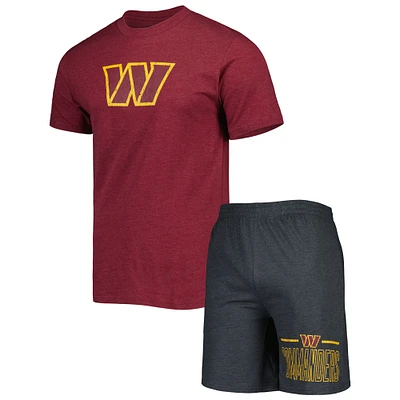 Men's Concepts Sport Burgundy/Charcoal Washington Commanders Meter Top & Shorts Sleep Set