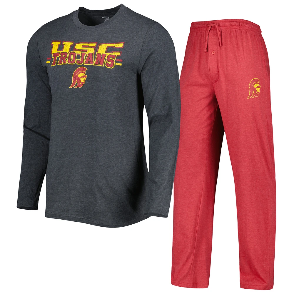 Men's Concepts Sport Cardinal/Charcoal USC Trojans Meter Long Sleeve Top & Pants Sleep Set