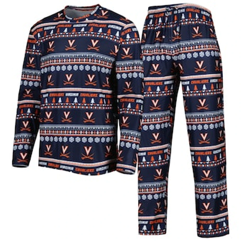 Men's Concepts Sport Navy Virginia Cavaliers Swivel Long Sleeve Top & Pants Sleep Set
