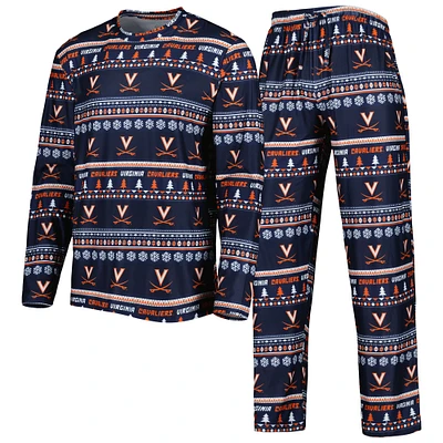 Men's Concepts Sport Navy Virginia Cavaliers Swivel Long Sleeve Top & Pants Sleep Set