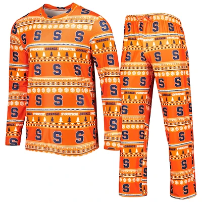 Men's Concepts Sport Orange Syracuse Swivel Long Sleeve Top & Pants Sleep Set