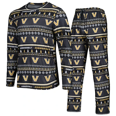 Men's Concepts Sport Black Vanderbilt Commodores Swivel Long Sleeve Top & Pants Sleep Set