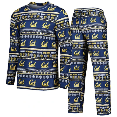 Men's Concepts Sport Navy Cal Bears Swivel Long Sleeve Top & Pants Sleep Set