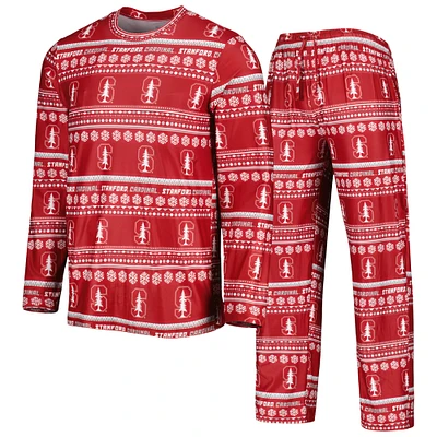 Men's Concepts Sport Cardinal Stanford Swivel Long Sleeve Top & Pants Sleep Set