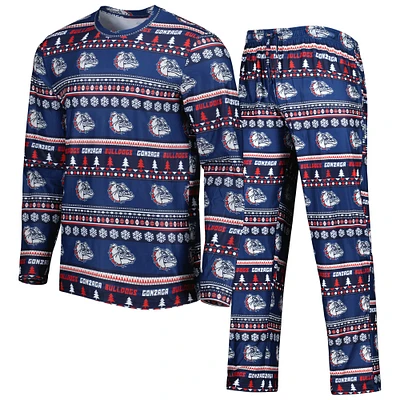 Men's Concepts Sport Navy Gonzaga Bulldogs Swivel Long Sleeve Top & Pants Sleep Set