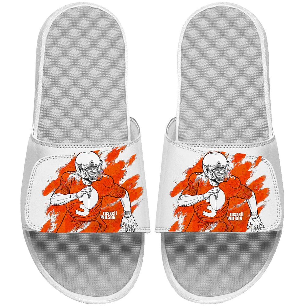 Men's ISlide Russell Wilson White NFLPA Sketch Slide Sandal