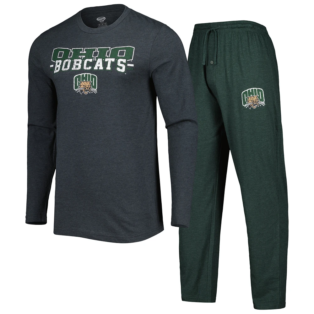 Men's Concepts Sport Green/Charcoal Ohio Bobcats Meter Long Sleeve Top & Pants Sleep Set