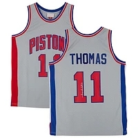 Isiah Thomas Gray Detroit Pistons Autographed Mitchell & Ness 1982-83 Swingman Jersey
