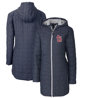 Women's Cutter & Buck Heathered Navy St. Louis Cardinals Rainier Primaloft Eco Full-Zip Hoodie Long Coat