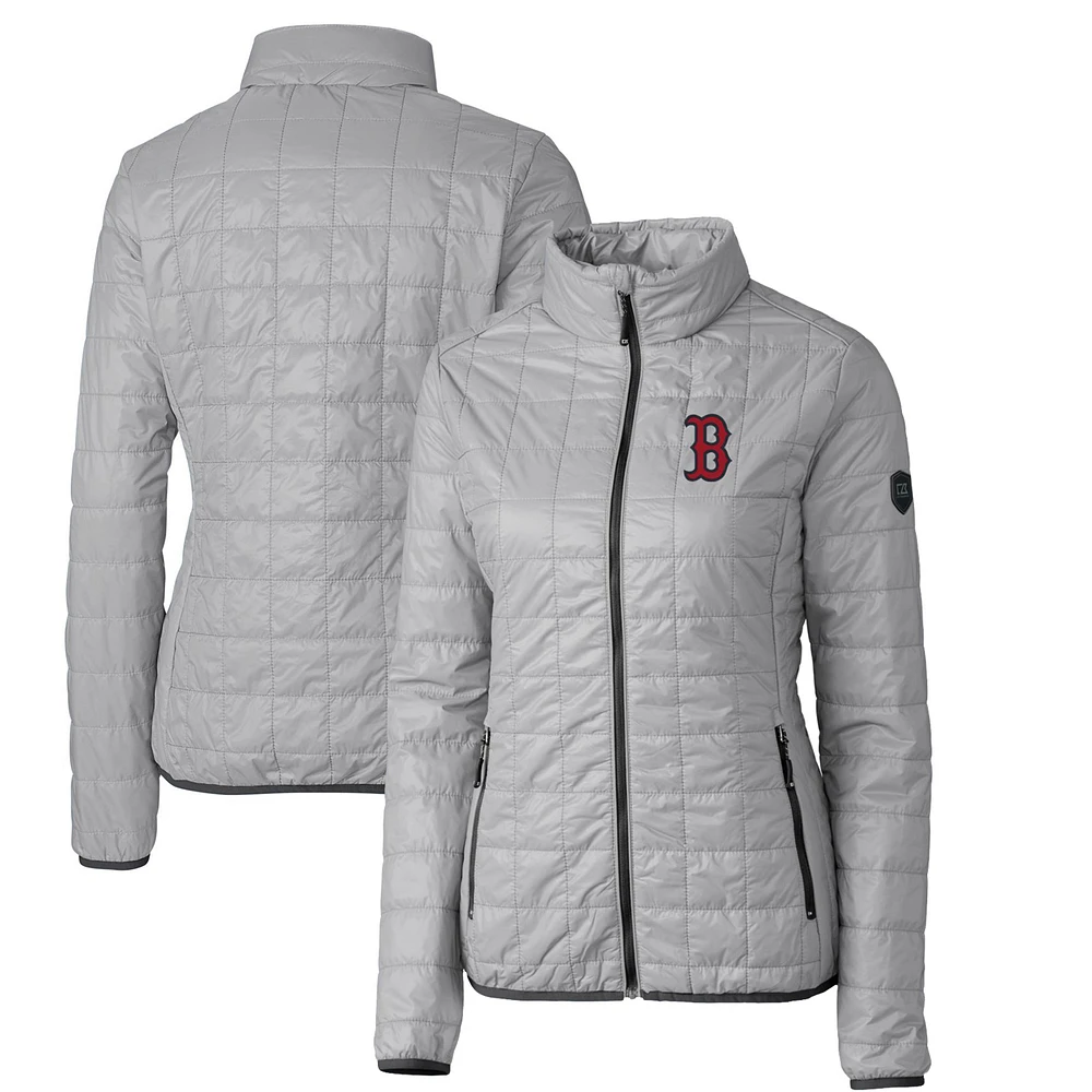 Women's Cutter & Buck Gray Boston Red Sox Rainier PrimaLoft Eco Full-Zip Puffer Jacket