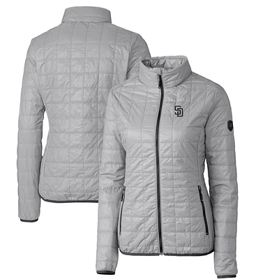 Women's Cutter & Buck Gray San Diego Padres Rainier PrimaLoft Eco Full-Zip Puffer Jacket