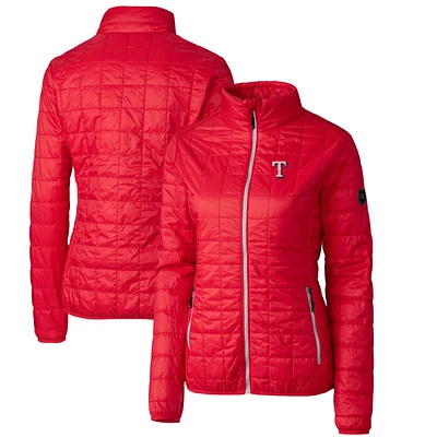 Women's Cutter & Buck Red Texas Rangers Rainier PrimaLoft Eco Full-Zip Puffer Jacket