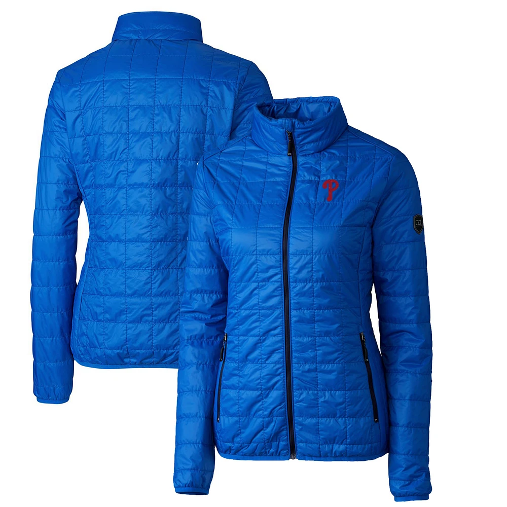 Women's Cutter & Buck Royal Philadelphia Phillies Rainier PrimaLoft Eco Full-Zip Puffer Jacket
