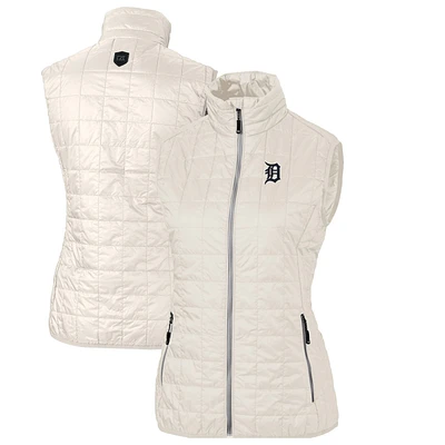 Women's Cutter & Buck Cream Detroit Tigers Rainier PrimaLoft Eco Full-Zip Puffer Vest
