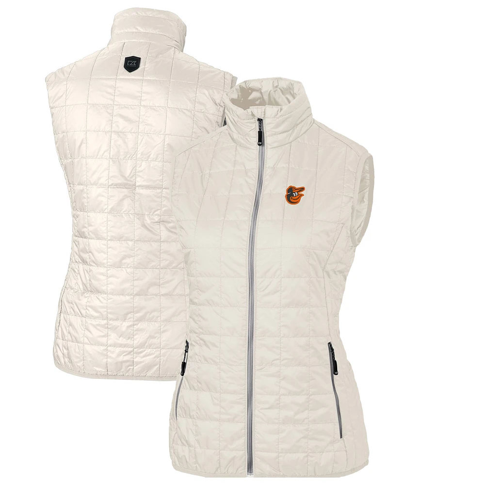 Women's Cutter & Buck Cream Baltimore Orioles Rainier PrimaLoft Eco Full-Zip Puffer Vest