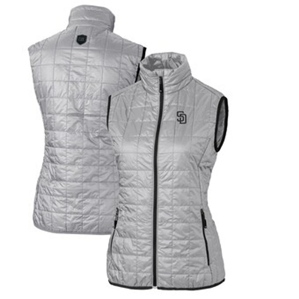 Women's Cutter & Buck Gray San Diego Padres Rainier PrimaLoft Eco Full-Zip Puffer Vest
