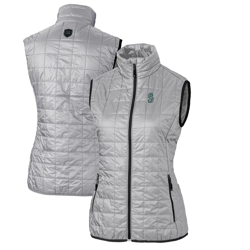 Women's Cutter & Buck Gray Seattle Mariners Rainier PrimaLoft Eco Full-Zip Puffer Vest