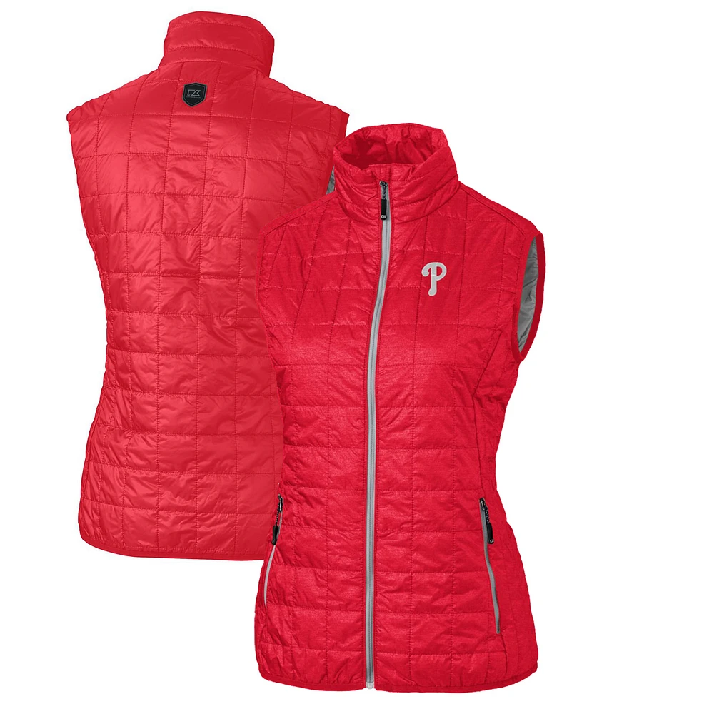 Women's Cutter & Buck Philadelphia Phillies Rainier PrimaLoft Eco Full-Zip Puffer Vest