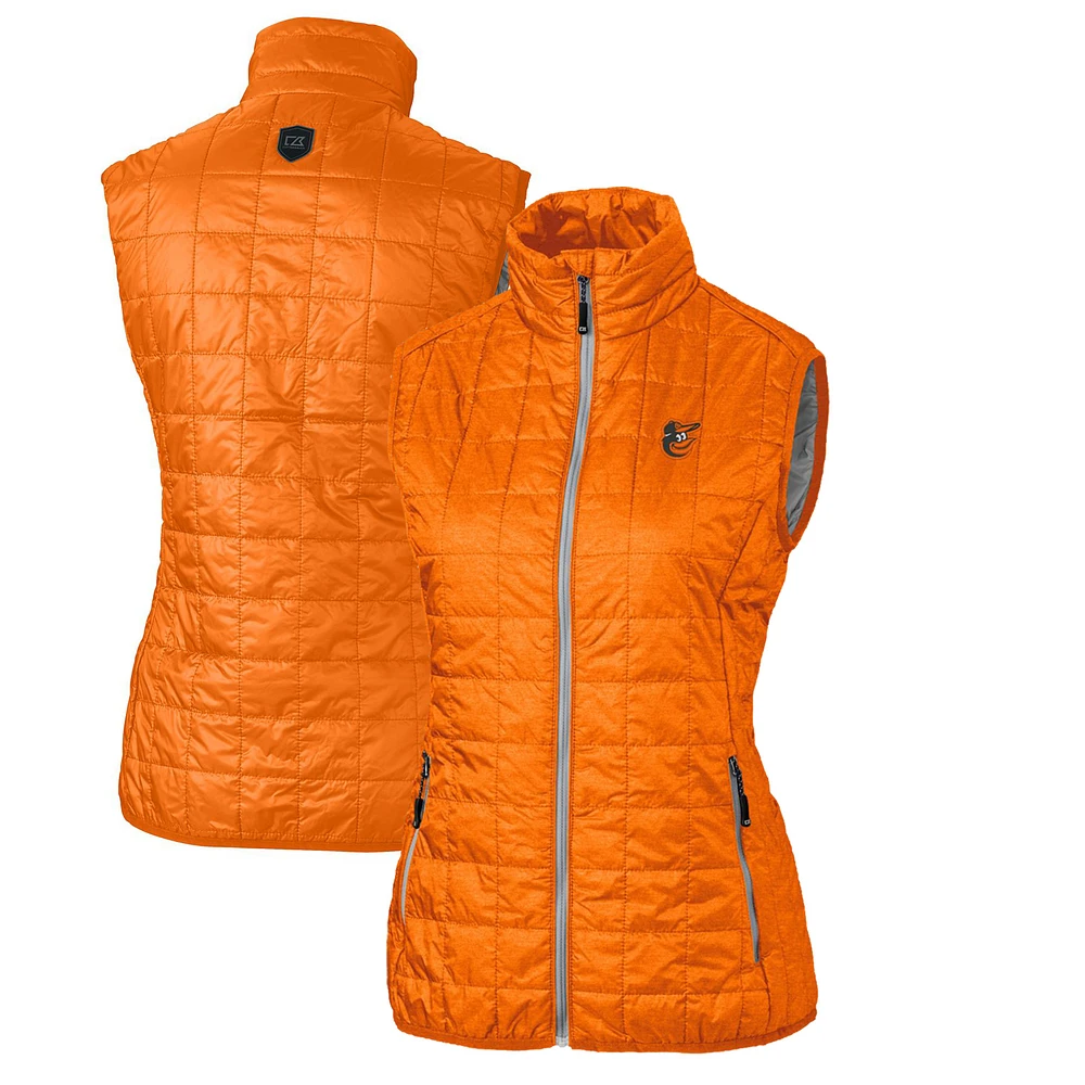 Women's Cutter & Buck Orange Baltimore Orioles Rainier PrimaLoft Eco Full-Zip Puffer Vest
