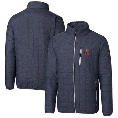 Men's Cutter & Buck Heathered Navy Cleveland Guardians Rainier Eco Insulated Full-Zip Puffer Jacket