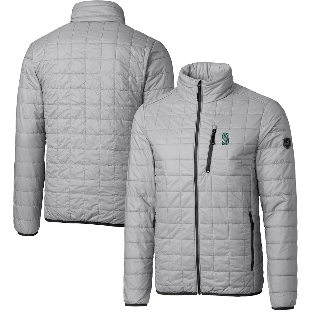 Men's Cutter & Buck Gray Seattle Mariners Rainier Eco Insulated Full-Zip Puffer Jacket