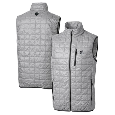 Men's Cutter & Buck Gray New York Yankees Rainier Full-Zip Puffer Vest