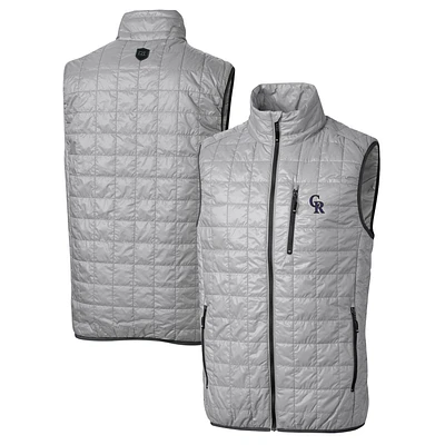 Men's Cutter & Buck Gray Colorado Rockies Rainier Full-Zip Puffer Vest