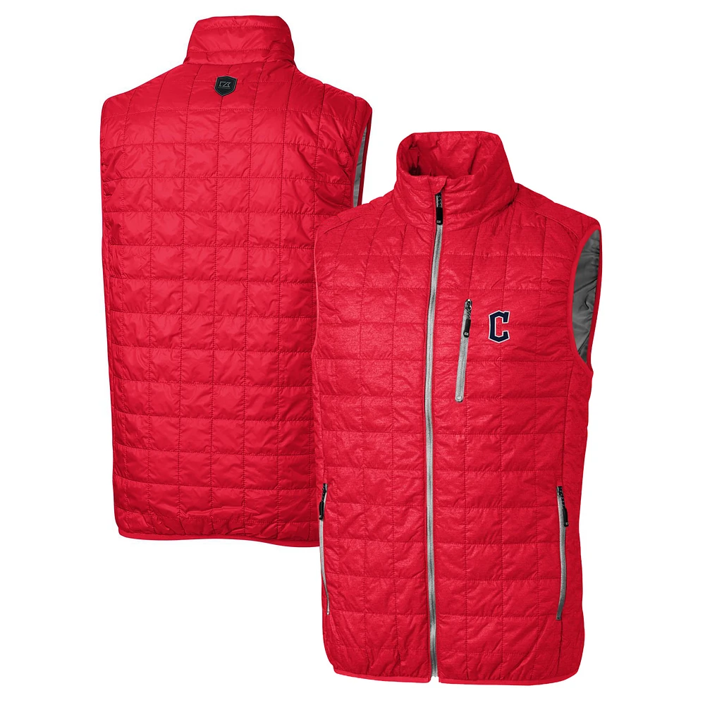 Men's Cutter & Buck Red Cleveland Guardians Rainier Full-Zip Puffer Vest
