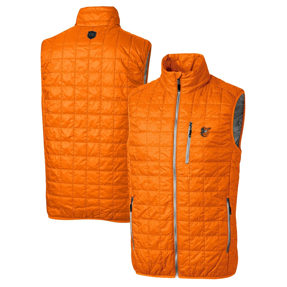 Men's Cutter & Buck Orange Baltimore Orioles Rainier Full-Zip Puffer Vest
