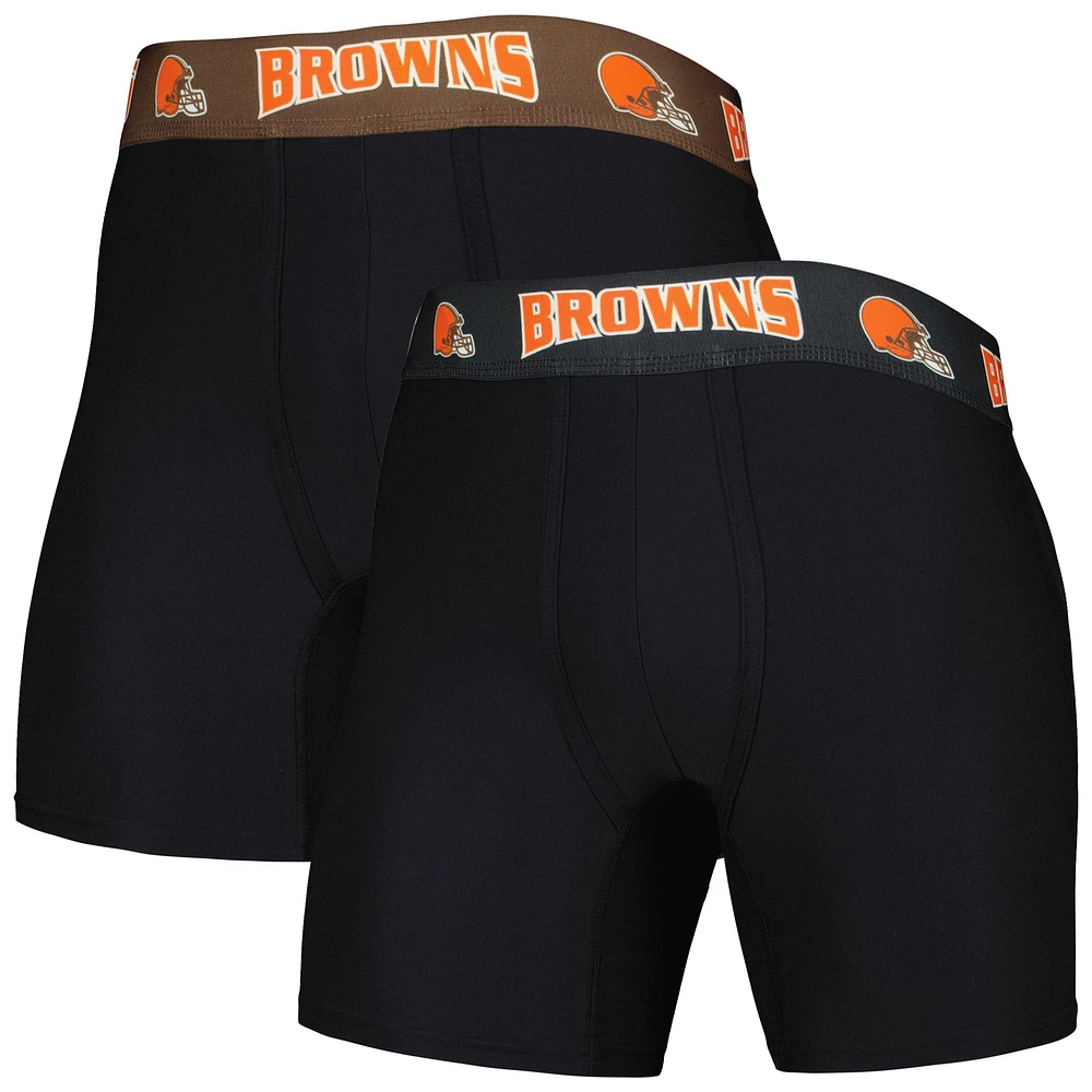 Men's Concepts Sport Black/Brown Cleveland Browns 2-Pack Boxer Briefs Set