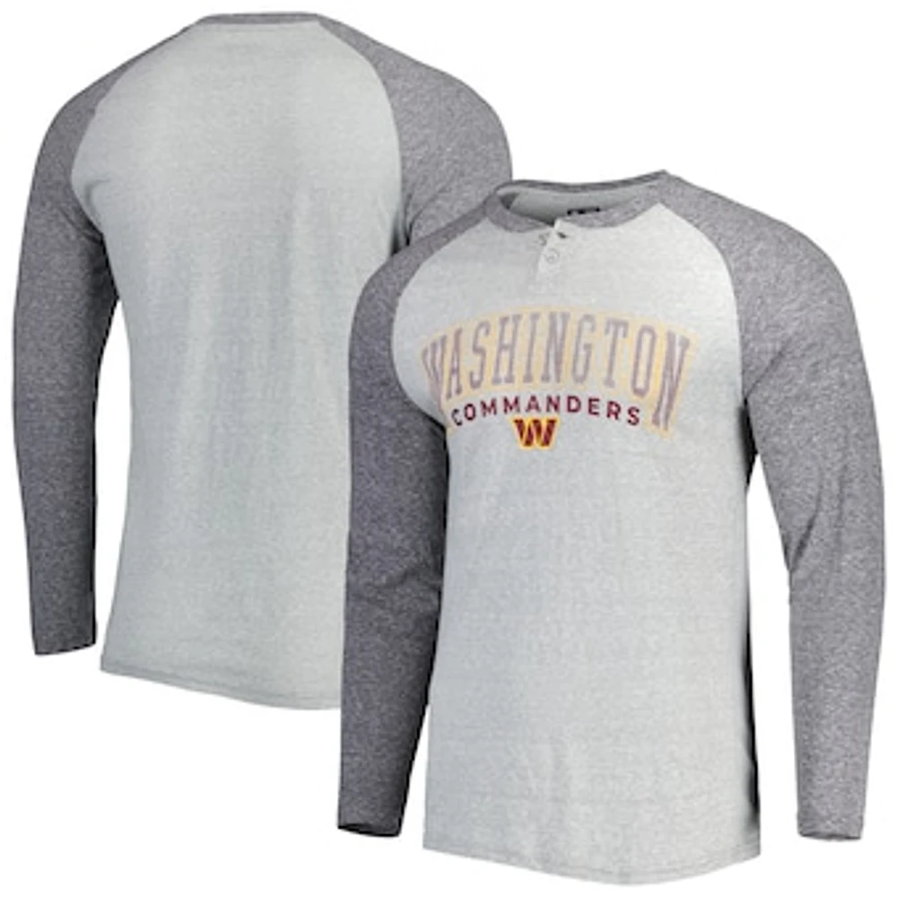Men's Concepts Sport Heather Gray Washington Commanders Ledger Raglan Long Sleeve Henley Top