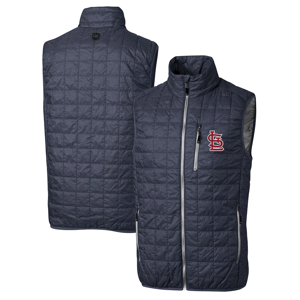 Men's Cutter & Buck Heathered Navy St. Louis Cardinals Big & Tall Rainier Full-Zip Puffer Vest
