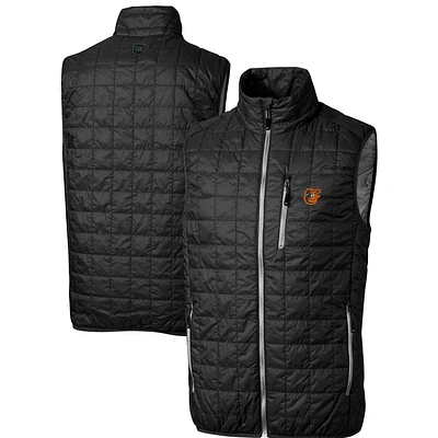 Men's Cutter & Buck Black Baltimore Orioles Big Tall Rainier Full-Zip Puffer Vest