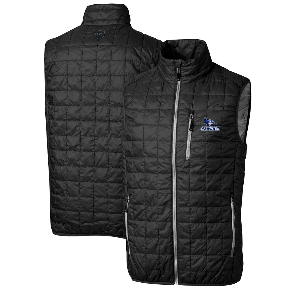 Men's Cutter & Buck Black Creighton Bluejays Big Tall Rainier PrimaLoft Eco Full-Zip Puffer Vest