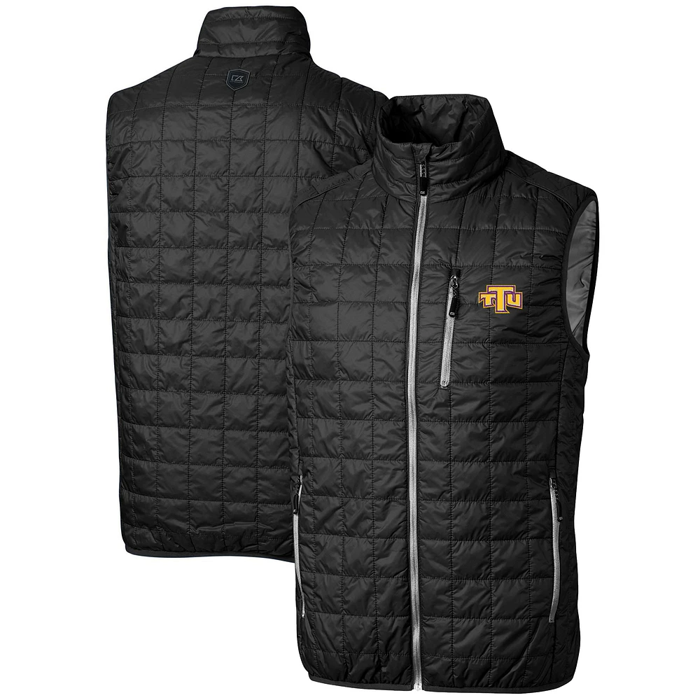 Men's Cutter & Buck Black Tennessee Tech Golden Eagles Big & Tall Rainier PrimaLoft Eco Full-Zip Puffer Vest