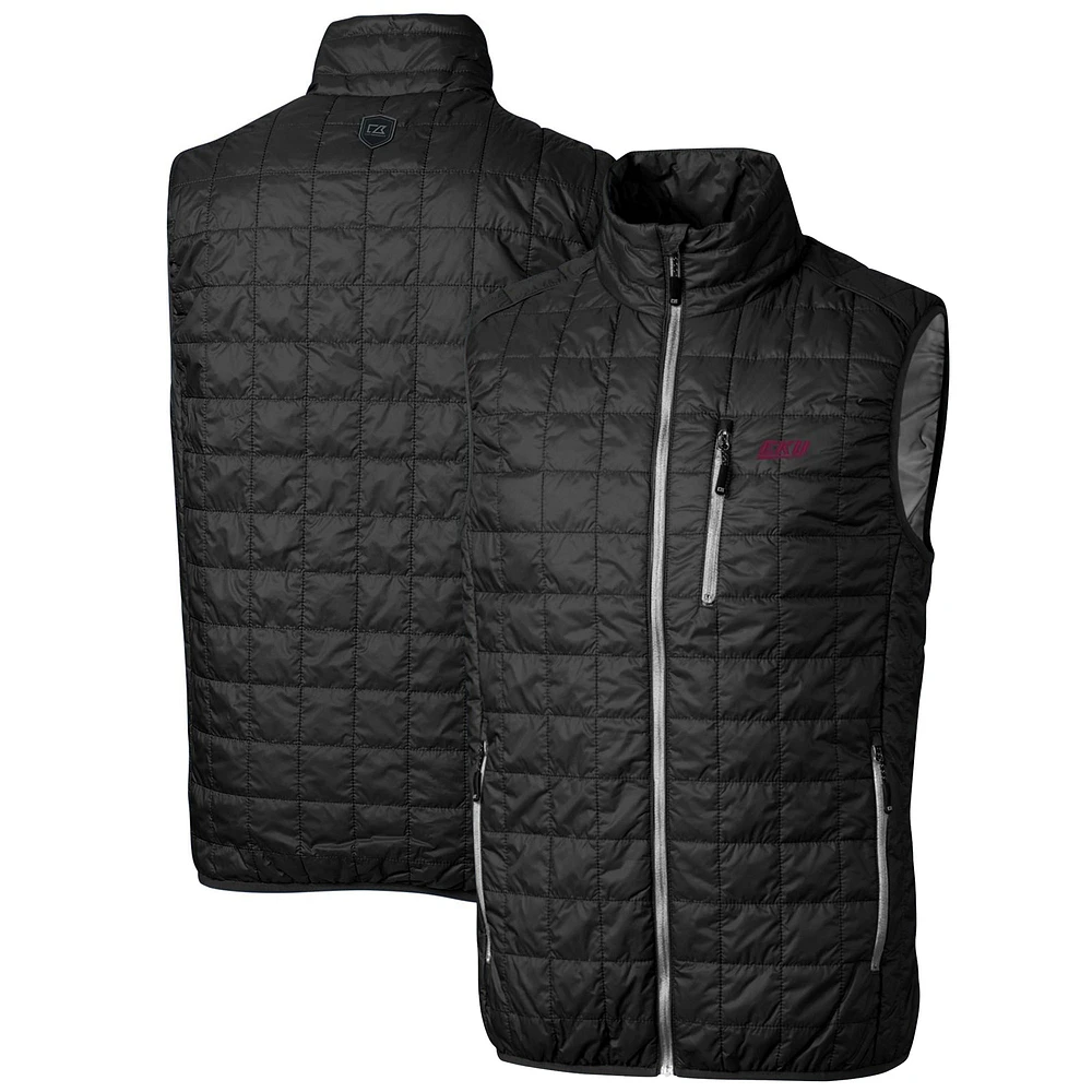 Men's Cutter & Buck Black Eastern Kentucky Colonels Big Tall Rainier PrimaLoft Eco Full-Zip Puffer Vest