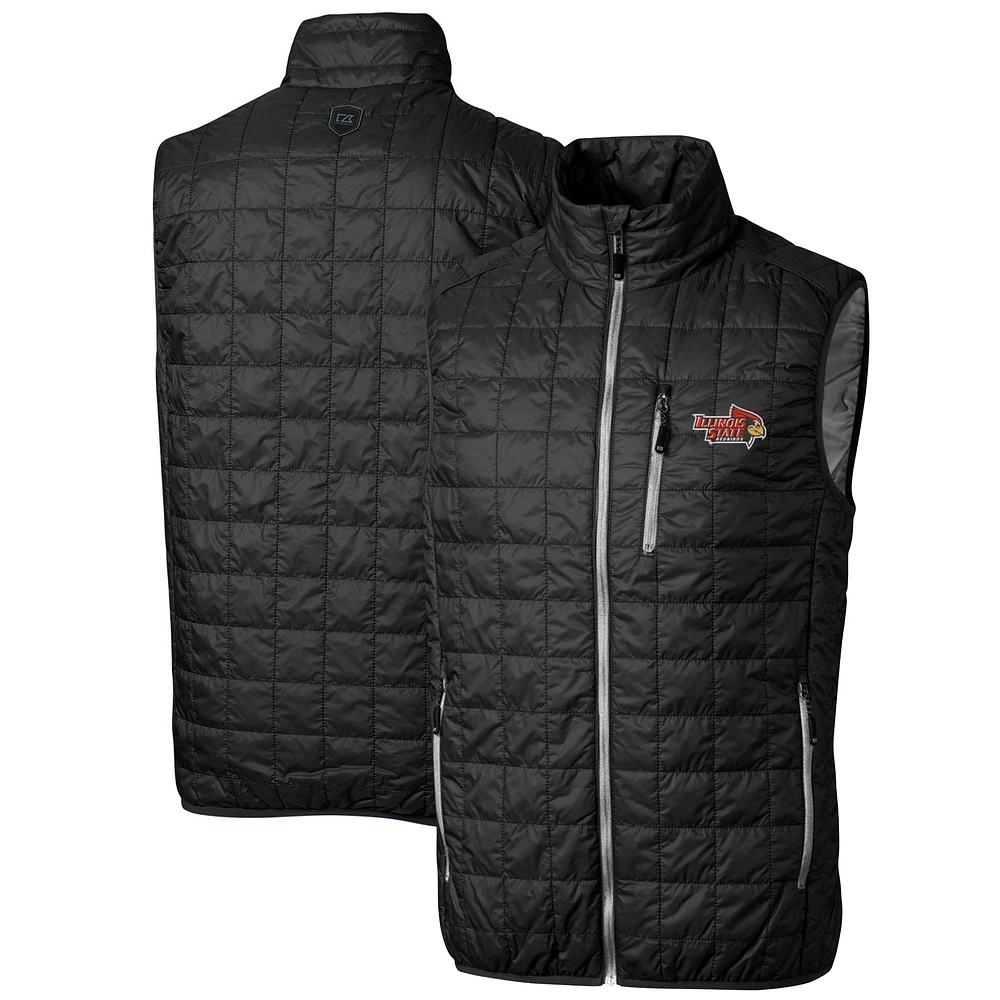 Men's Cutter & Buck Black Illinois State Redbirds Big Tall Rainier PrimaLoft Eco Full-Zip Puffer Vest
